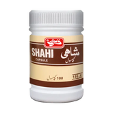 Qarshi Shahi Capsules - 100 Capsules bottle featuring natural ingredients for health and vitality.